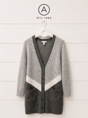 ADDITION  ELLE Gray & White long cardigan size X